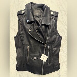 Blank NYC Black Leather Moto Vest